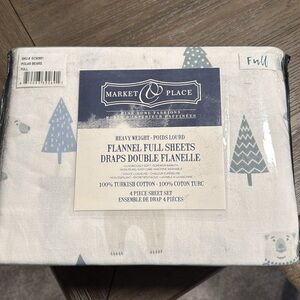 NWT! Market & Place Full Flannel Sheets